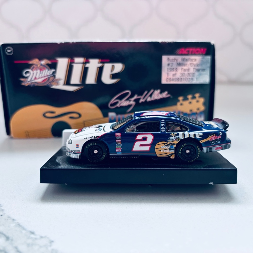 1998 Rusty Wallace Elvis Action Ford Taurus #2 Miller Lite Nascar Diecast NWT